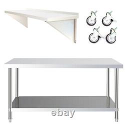 1200mm/1500mm Commercial Catering Table Work Bench Steel Kitchen Warehouse Used