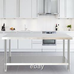 1200mm Stainless Steel Work Bench Kitchen Catering Prep Table Commercial 4 x 2FT