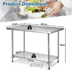 120X75cm Stainless Steel Work Table Commercial Catering Table Kitchen Prep Table