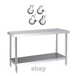 120cm 2 Tier Large Commercial Stainless Steel Kitchen Food Prep Work Table Bench