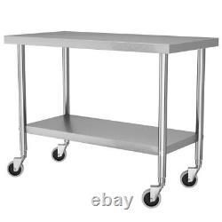 120cm 2 Tier Large Commercial Stainless Steel Kitchen Food Prep Work Table Bench
