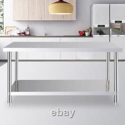 120cm Commercial Stainless Steel Kitchen Prep Table Work Bench Table withShelf