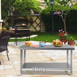 120cm Length Restaurant Kitchen Food Prep Table Work Bench Table Stainless Steel