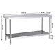 120x60cm Catering Table Kitchen Worktop Stainless Steel Prep Surface Work Bench