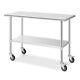 122 X 61 Cm Stainless Steel Table Kitchen Prepare & Work Table With4 Wheels