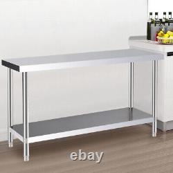150cm Kitchen Worktop Stainless Steel Work Bench Catering Food Prep Table Shelf