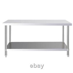 150cm Kitchen Worktop Stainless Steel Work Bench Catering Food Prep Table Shelf