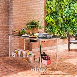 150cm Stainless Steel Prep Table Work Top Bench Kitchen Catering Prep Table UK