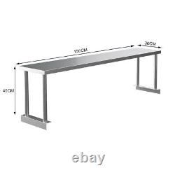150cm Stainless Steel Work Bench Catering Kitchen Prep Table Over Shelf Stand