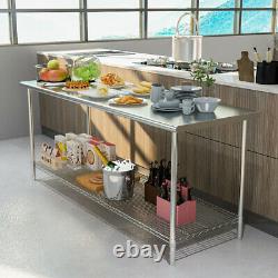 180CM Stainless Steel Worktop Work Bench With Backplash Durable Work Table