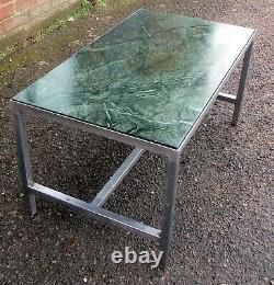 1960s vintage Verde Guatemala marble & stainless steel coffee occasional table