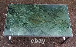 1960s vintage Verde Guatemala marble & stainless steel coffee occasional table