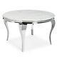 1.3m Louis Round Stainless Steel Dining Table With White Marble Top