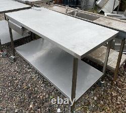 1.5M Long X 70cm Deep Mobile Stainless Steel Prep Table On Wheels With Draw