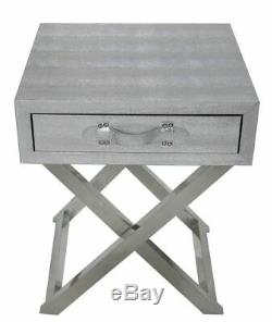 1 Drawer Silver Snakeskin End Side Stainless Steel Table Bedside Buckle Handles