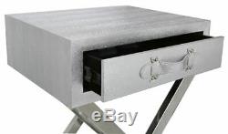 1 Drawer Silver Snakeskin End Side Stainless Steel Table Bedside Buckle Handles
