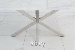 2022 Elegant White 160CM Ceramic Marble Dining Table Stainless Steel