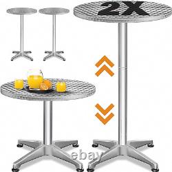 2In1 Adjustable Bar Table Aluminium Stainless Steel Weatherproof Outdoor Indoor
