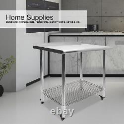 2 Layer Commercial Stainless Steel Kitchen Food Prep Work Table Bench Backsplash