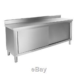 2 Sliding Doors Commercial Kitchen Cabinet Prep Work Table With Backsplash Unit