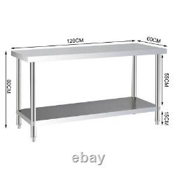 2 Tier Heavy Duty Stainless Steel Kitchen Food Prep Work Bench Table Commercial