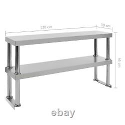 2-Tier Work Table Overshelf 120x30x65 Stainless Steel R7Y1