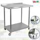 2 Tiers Steel Kitchen Work/prep Table Withwheels/water Baffle Stainless Adjustable