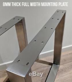 2 x STAINLESS STEEL Metal Table Legs Box Chunky / Industrial / Dining / Wooden
