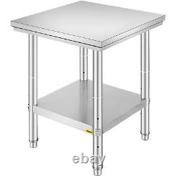 2x2FT Kitchen Work Prep Table Stainless Steel NSF Cafeteria Storage Space GOOD
