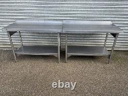 2x stainless steel Prep Tables W120 Cm / catering/ Commercial