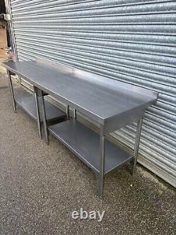 2x stainless steel Prep Tables W120 Cm / catering/ Commercial