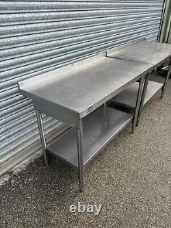 2x stainless steel Prep Tables W120 Cm / catering/ Commercial