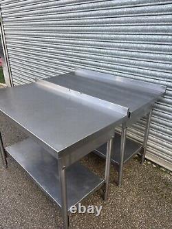 2x stainless steel Prep Tables W120 Cm / catering/ Commercial