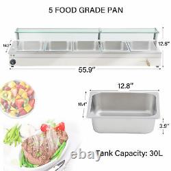 30L 5-Pan Food Warmer Steam Table Buffet Steamer Commercial Chip Warmer 110V