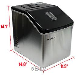 39 Lbs/Day Portable Table Top Ice Maker Making Machine Stainless Steel 24pc Cube