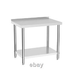 3FT Kitchen Worktop Table Catering Stainless Steel Work Bench Stand w Backsplash