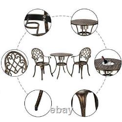 3 Piece Bistro Set Outdoor Garden Patio Table & Chairs Cast Aluminium Furniture