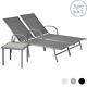 3 Piece Sussex Sun Loungers And Side Table Set Modern Design Grey
