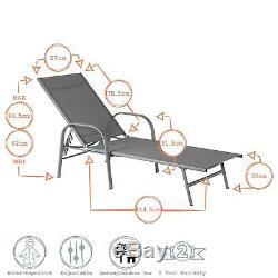 3 Piece Sussex Sun Loungers and Side Table Set Modern Design Grey