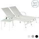 3 Piece Sussex Sun Loungers And Side Table Set Modern Design White