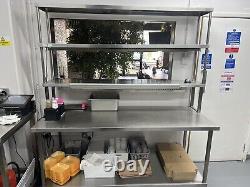 3 Tier heated gantry and stainless steel table with bottom shelf