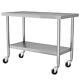 42ft Stainless Steel Table Commercial Catering Kitchen Pre Work Table On Wheels