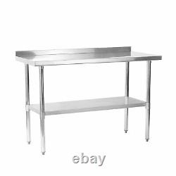 48x24 Stainless Steel Work Bench Kitchen Catering Table Backsplash 2x4FT 1.2mm