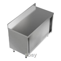 4FT Catering Table Stainless Steel Cabinet with Backsplash Commercial Work Bench