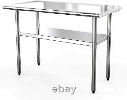 4FT Kitchen Catering Table, Heavy Duty Table Prep Workbench Stainless Steel