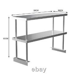 4FT Prep Table Overshelf Commercial Kitchen Stainless Steel Double Work Shelf