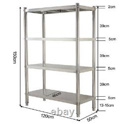 4FT Stainless Steel Storage Unit Catering Table Work Rack Shelf Commercial 1.2m