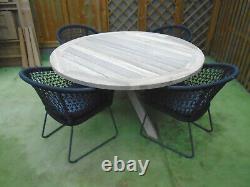 4 Seasons Outdoor Furniture Teak Louvre Table and 4 Mila Chairs