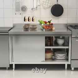 4ft Commercial Stainless Steel Kitchen Food Pre Work Table Bench Cupboard Unit