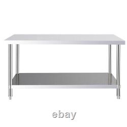 4x2FT Stainless Steel Kitchen Worktop Commercial Catering Food Pre Work Tables